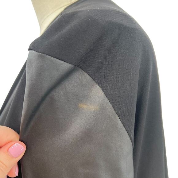 Clara Sunwoo Liquid Leather Sleeve Drape Cardigan Black Size Large *flawed - Picture 6 of 12